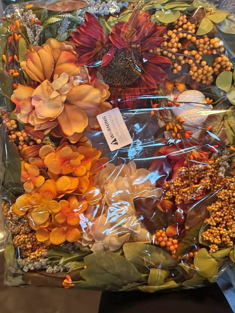 Autumn Harvest Artificial Floral Wreath - Orange & Red - 2 Wreths For $30